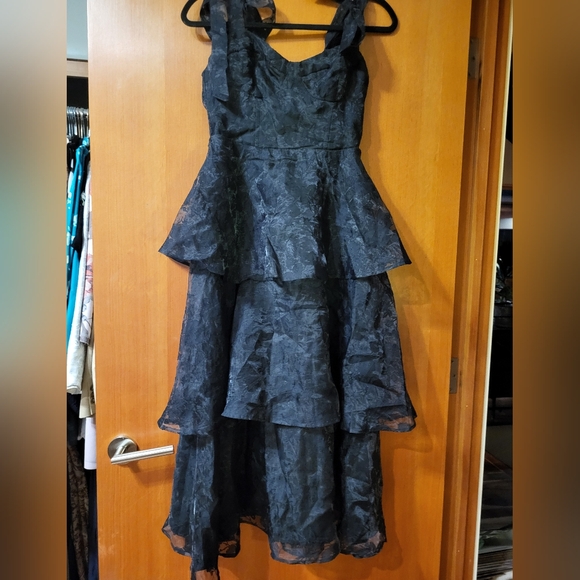 Lulu's Sweetie Black Burnout Tie-Strap Bustier Midi Dress - Picture 5 of 7